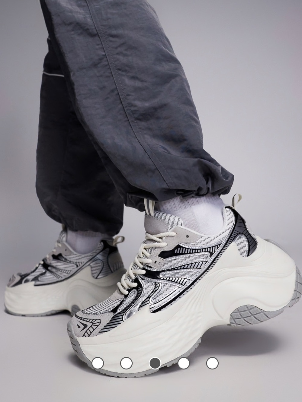 Unisex ASOS DESIGN chunky sneakers in gray and silver